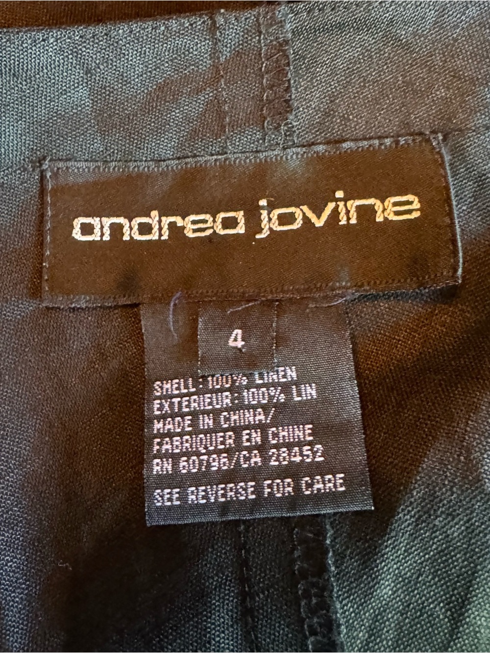 Andrea Jovine Black Linen Sleeveless A-Line Dress Sz 4 EUC - Picture 6 of 6
